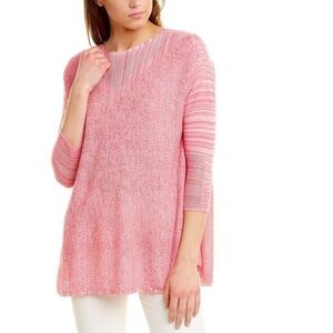 Andrea Jovine Pink Ramie Gauge Cotton Lightweight Long Sleeve Tunic Sweater